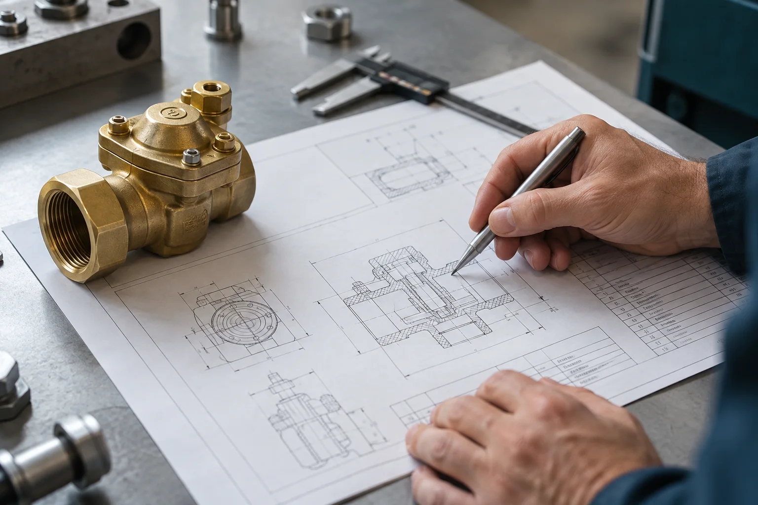 technical drawing and valve for product identification