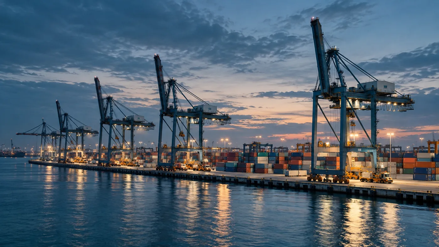 container port and freight cranes