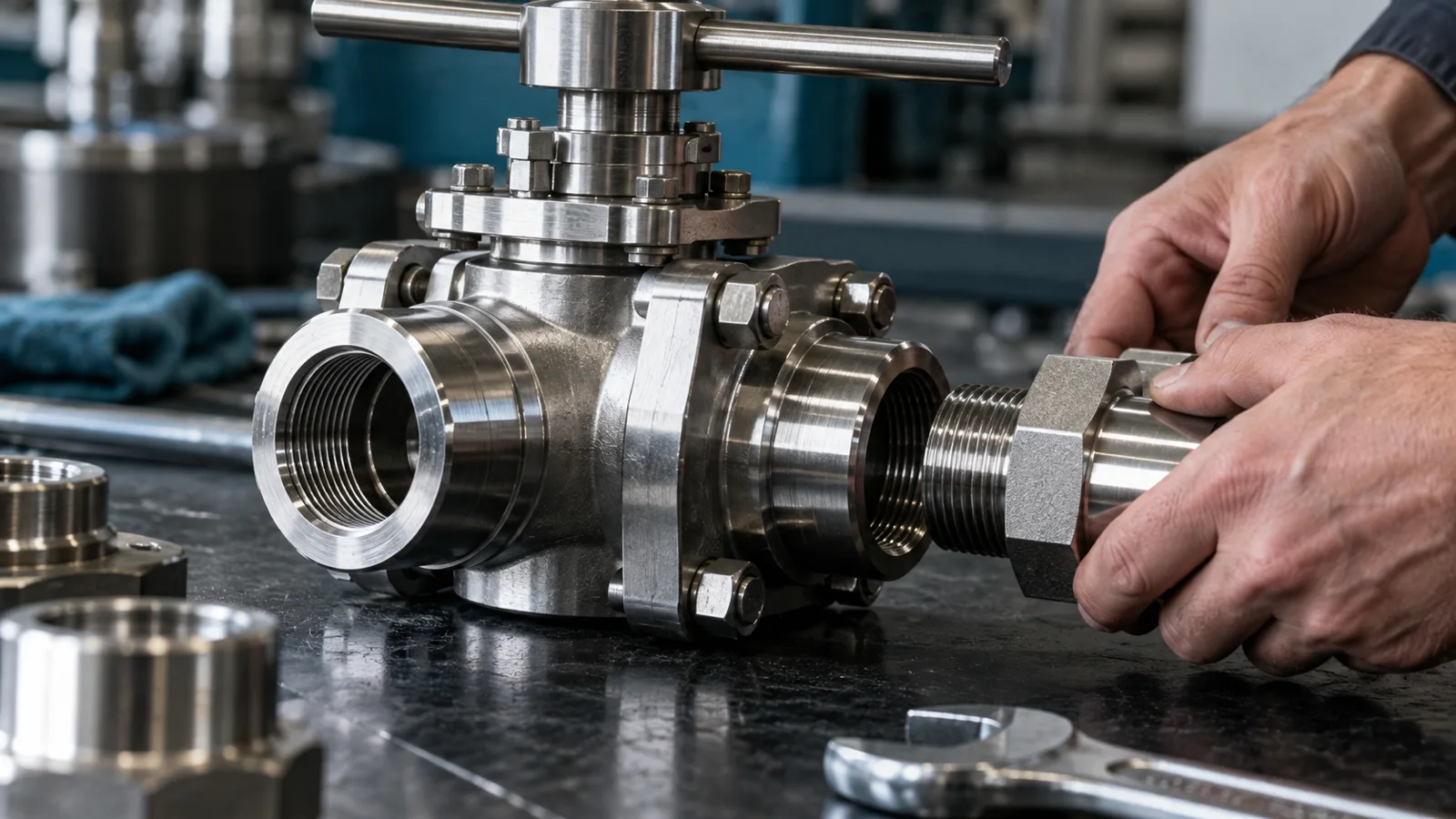 machined industrial valve assembly