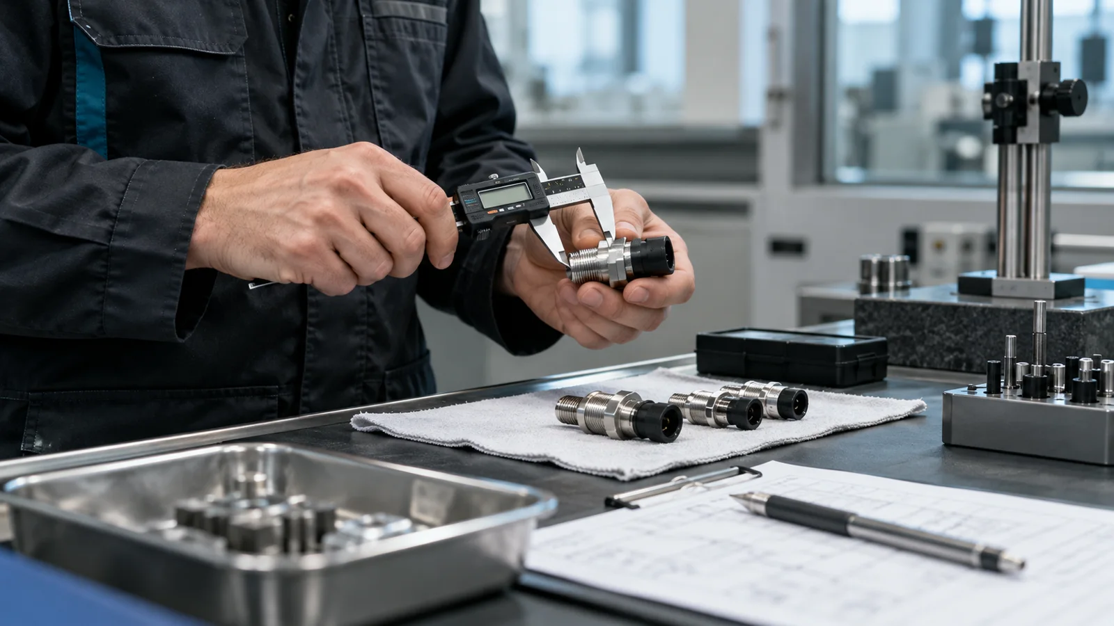 dimensional inspection of an industrial sensor