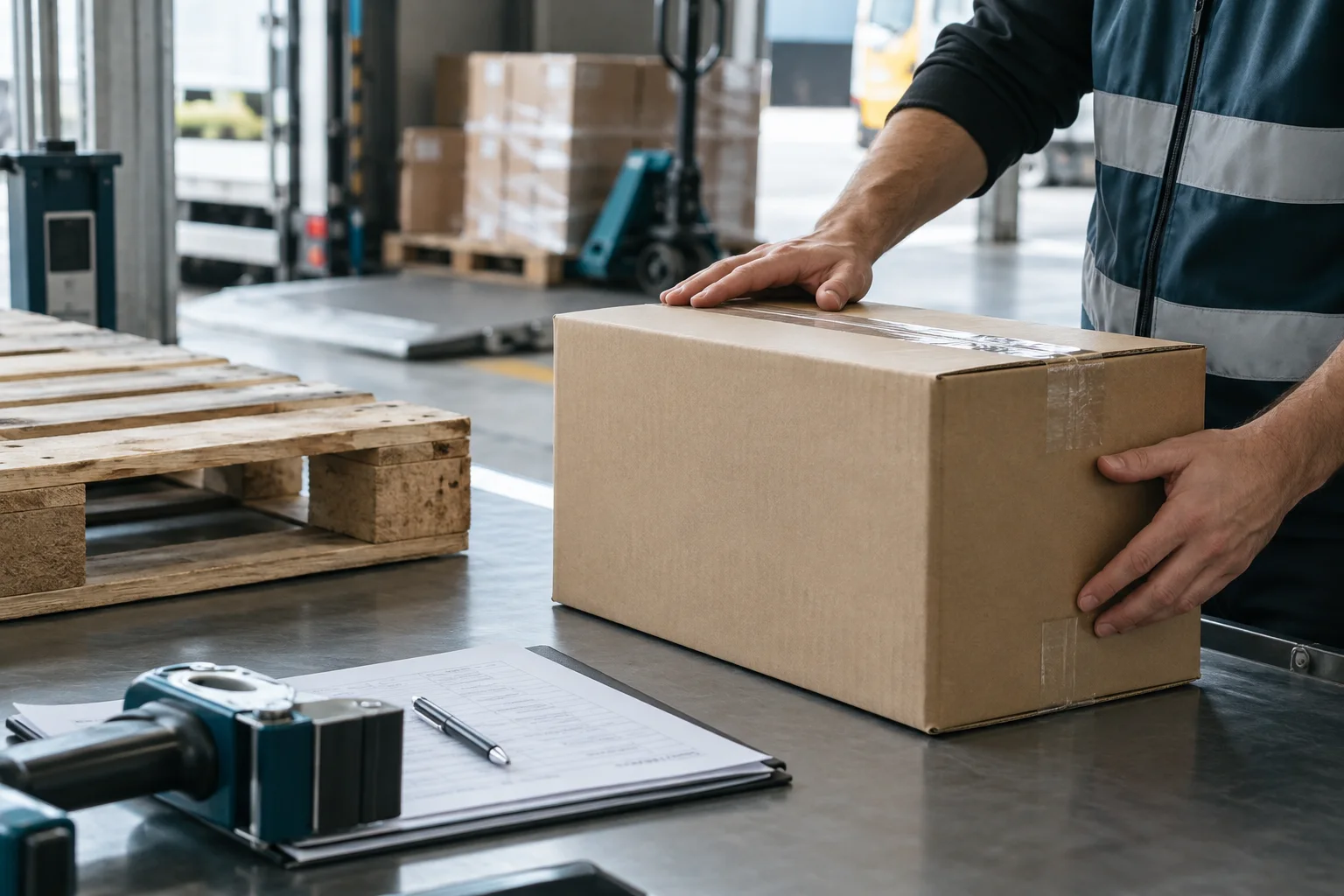 final check of an export carton and dispatch documents